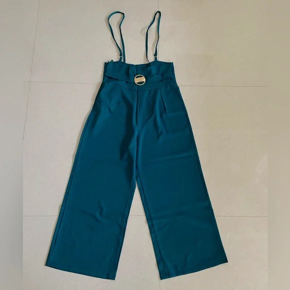 Teal Blue Suspender Pants for Women - Picture 1 of 12